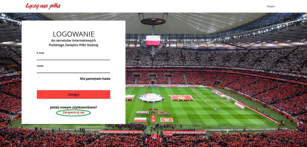 Strona logowania do serwisów internetowych Polskiego Związku Piłki Nożnej Jeżeli użytkownik nie posiada jeszcze konta w serwisach internetowych Polskiego Związku