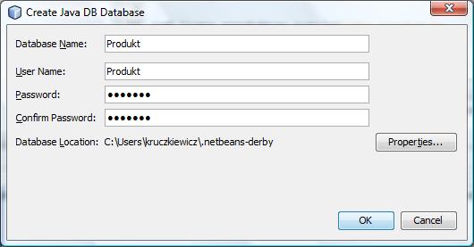 3. Wpisanie nazwy bazy danych (Database