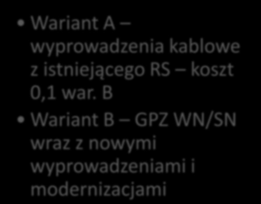 C Wariant C GPZ WN/SN Przykład 3 Wariant A wyprowadzenia kablowe z