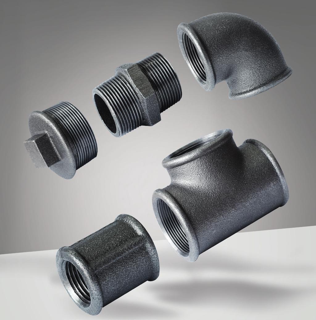 8 9 ZŁĄCZKI ŻELIWNE CZARNE STRONG ZŁĄCZKI ŻELIWNE CZARNE STRONG MALLEABLE BLACK IRON FITTINGS STRONG VERSION Złączki z żeliwa ciągliwego czarne Przeznaczone do stosowania w instalacjach wodociągowych