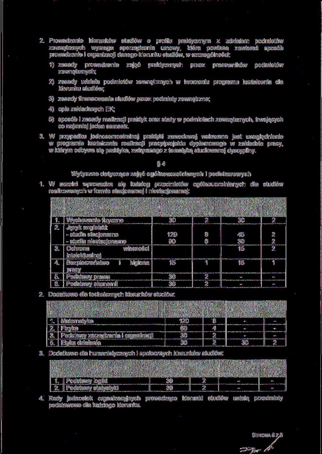 Prowadzenie kierunków studiów o profilu praktycznym z udziałem podmiotów zewnętrznych wymaga sporządzenia umowy, która powinna zawierać sposób prowadzenia i organizacji danego kierunku studiów, w