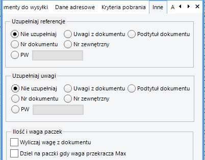 20) Kryteria pobrania W zakładce Inne możemy ustawić automatyczne uzupełnianie m.in.