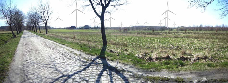 48 Fot. 4. Wizualizacja farmy wiatrowej w okolicach miejscowości Krupy i Sińczyca. Widok z drogi powiatowej Nr 0502 Z relacji: Krupy Borzyszkowo w kierunku Borzyszkowa i dalej Krup.