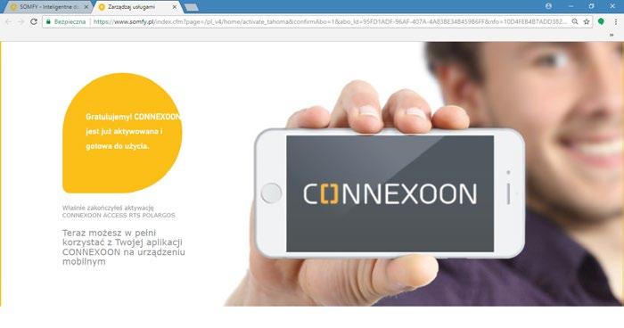 Aby dokończyć aktywację sterownika Connexoon, naciśnij link