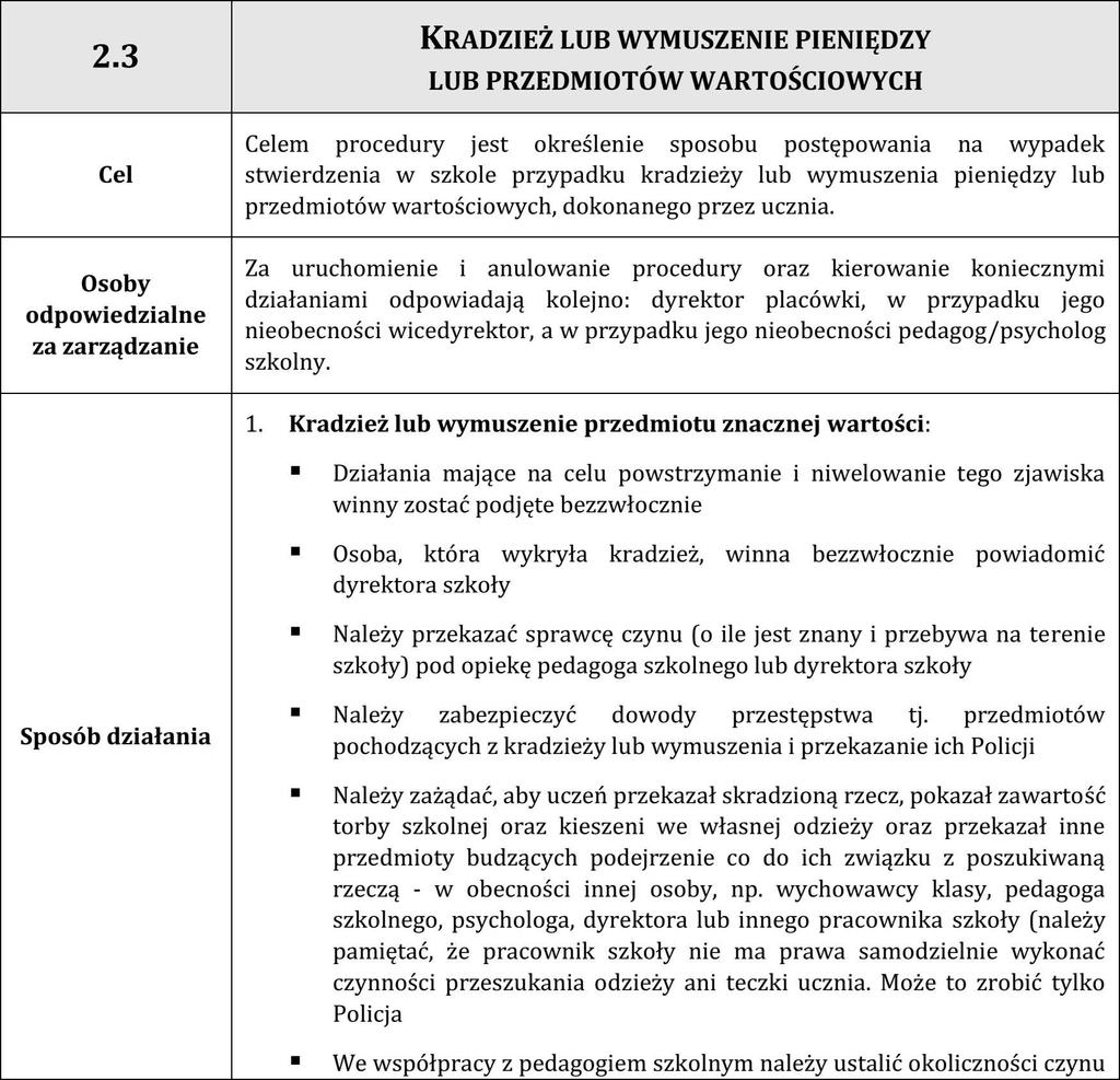 2.3 Kradzież lub wymuszenie