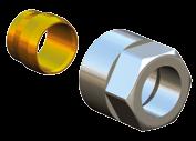 1 Złącza zaciskowe DE LUXE Ogrzewanie Złącze zaciskowe M 22 x 1,5 chrom do rur miedzianych, pierścień uszczelniony metalicznie, nakrętka chromowana M 22 x 1,5,