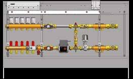 Ogrzewanie COMPACTFLOOR Kompletna stacja regulacyjna 230 V, 50 Hz, do ogrzewania podłogowego oraz dodatkowo do podłączenia 2 grzejników, przyłącze z prawej strony Części składowe: para rozdzielaczy
