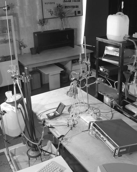 Laboratoryjne badanie rozpływu cieczy w rozgałęzieniu z krętym dopływem 161 Stanowisko badawcze Pomiarów dokonywano na modelu pokazanym na rysunku (1) przedstawiającym rozgałęzienie.