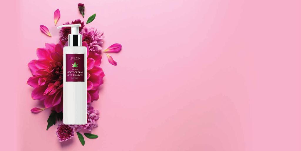 42 LIVIOON / KOSMETYKI PIELĘGNACYJNE DLA NIEJ BODY CREAM ANTI-CELLULITE Wyjątkowy zapach: 43 Antycellulitowy krem do ciała z olejem konopnym i beta-glukanem przeznaczony do pielęgnacji ciała ze