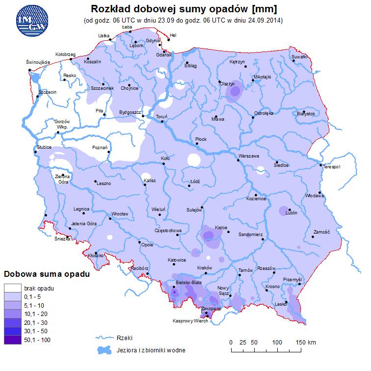 Stan wody na głównych rzekach