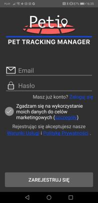 Skrócona instrukcja rozpoczęcia pracy z lokalizatorem GPS i systemem PETIO Pobierz aplikację
