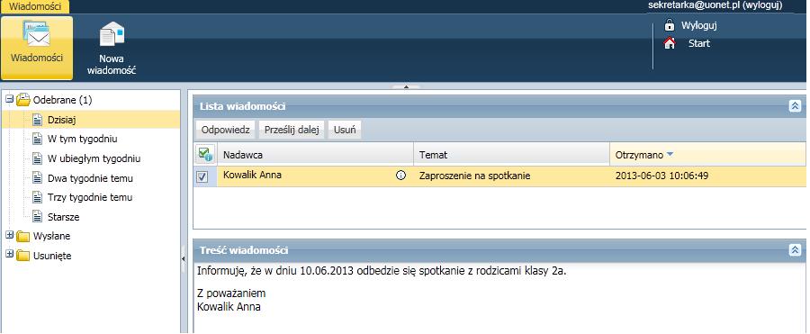 module Użytkownik na stronie głównej na jednym z kafelków.