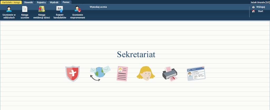 14 Materiały dla uczestnika instruktażu Podstawy pracy w module Sekretariat Sekretariat to moduł, w którym gromadzone są dane uczniów niezbędne do odwzorowania podstawowej dokumentacji przebiegu