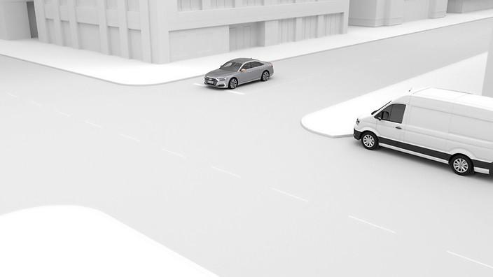 Wyposażenie dodatkowe (6/7) Audi pre sense rear Element składowy systemów asystujących Kamera z czujnikiem odległości (w systemie wspomagającym kierowcę) System rozpoznawania znaków drogowych System