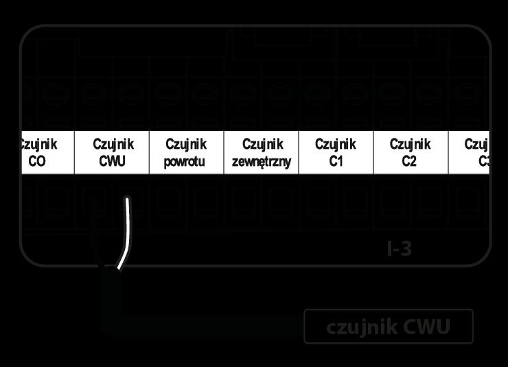 Podłączenie czujnika CWU Temperatura zadana CWU- Opcja ta służy do ustawiania zadanej temperatury ciepłej wody. Po osiągnięciu temperatury zadanej pompa wyłączy się.