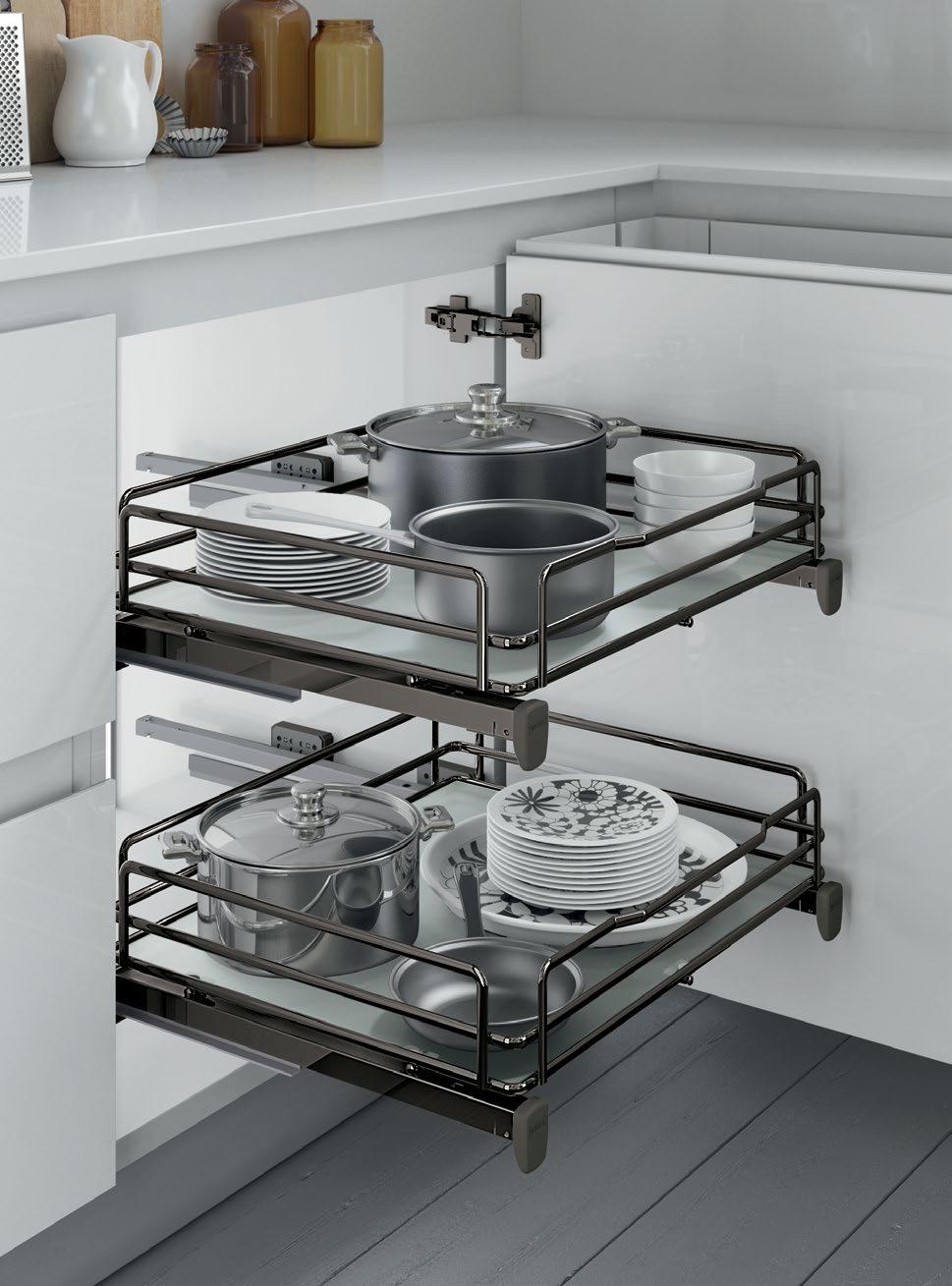 5202ED_Ellite Szuflada uniwersalna. Drawer basket with spacers manual extraction.