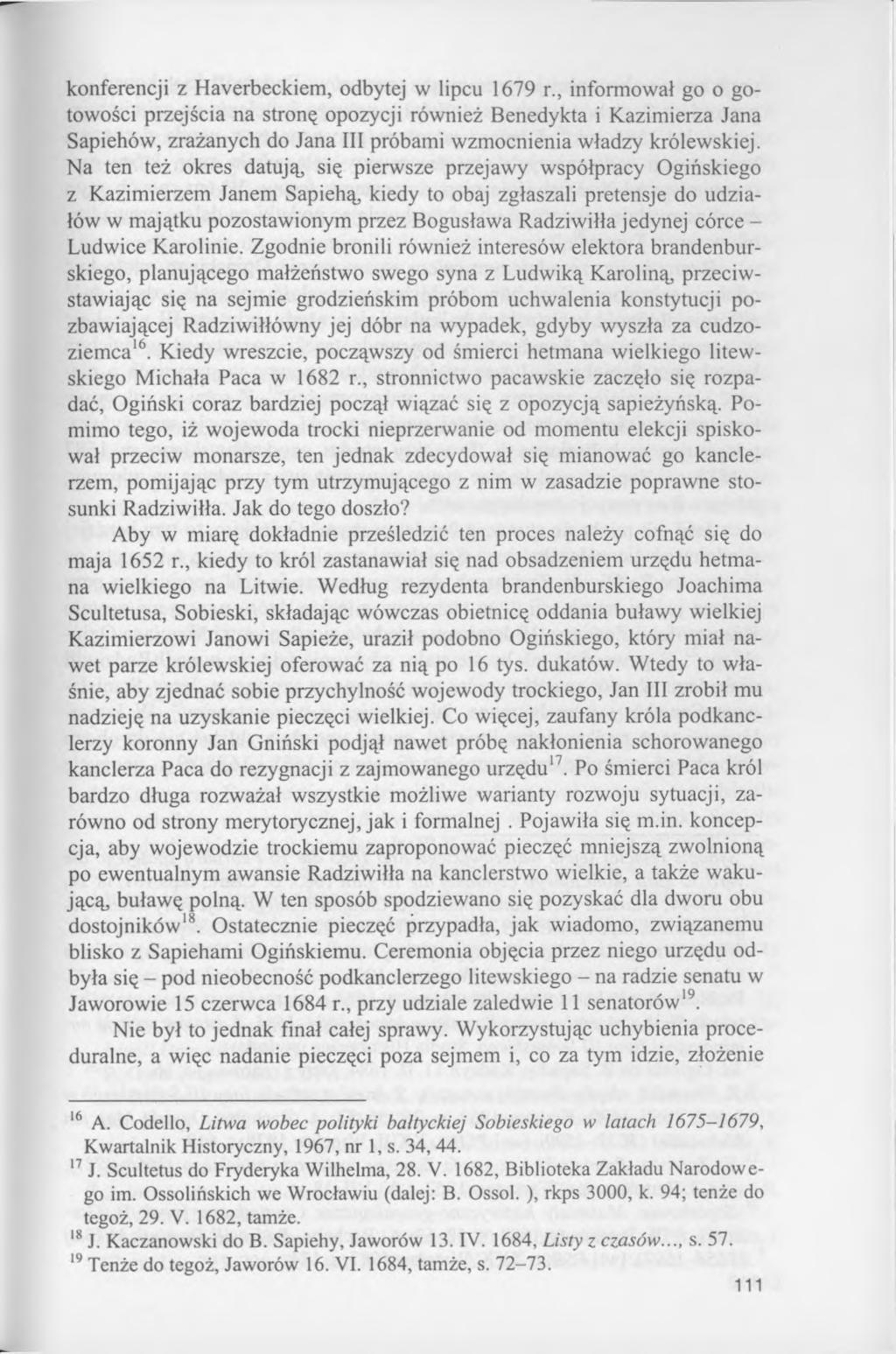 konferencji z Haverbeckiem, odbytej w lipcu 1679 r.