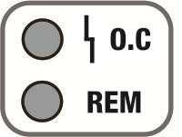 A Diody kontrolne Zapalenie się diody O.C. oznacza przegrzanie urządzenia, lub nieprawidłową pracę spawarki. Dioda REM sygnalizuje możliwość zdalnego sterowania.