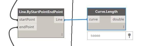 Utworzyć linię łącząca utworzone wcześniej wyznaczone punkty po wysokości całego obiektu za pomocą węzła Line.ByStartPointEndPoint.