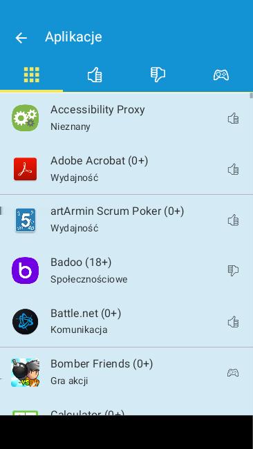 Więcej informacji na temat aplikacji 1. Kliknij aplikację, którą chcesz zarządzać. 2. Kliknij ikonę informacji. 3.