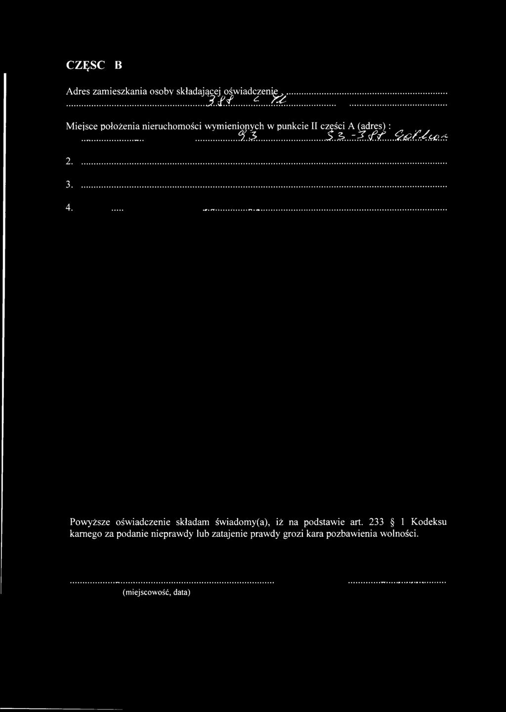 części A (adres) :...$.5...,5.3..7 S sfsf....śz&ł/.fsc. 2. 3.