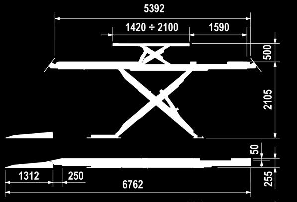 Podnośniki DO GEOMEII KÓŁ 7 PODNOŚNIK DO USWINI GEOMEII KÓŁ, MONOWNY N POSDZCE udźwig 5t ECO X5000 C L C-rampy do geometrii z wgłębieniami pod obrotnice, wbudowane płyty luzujące L- podnośnik