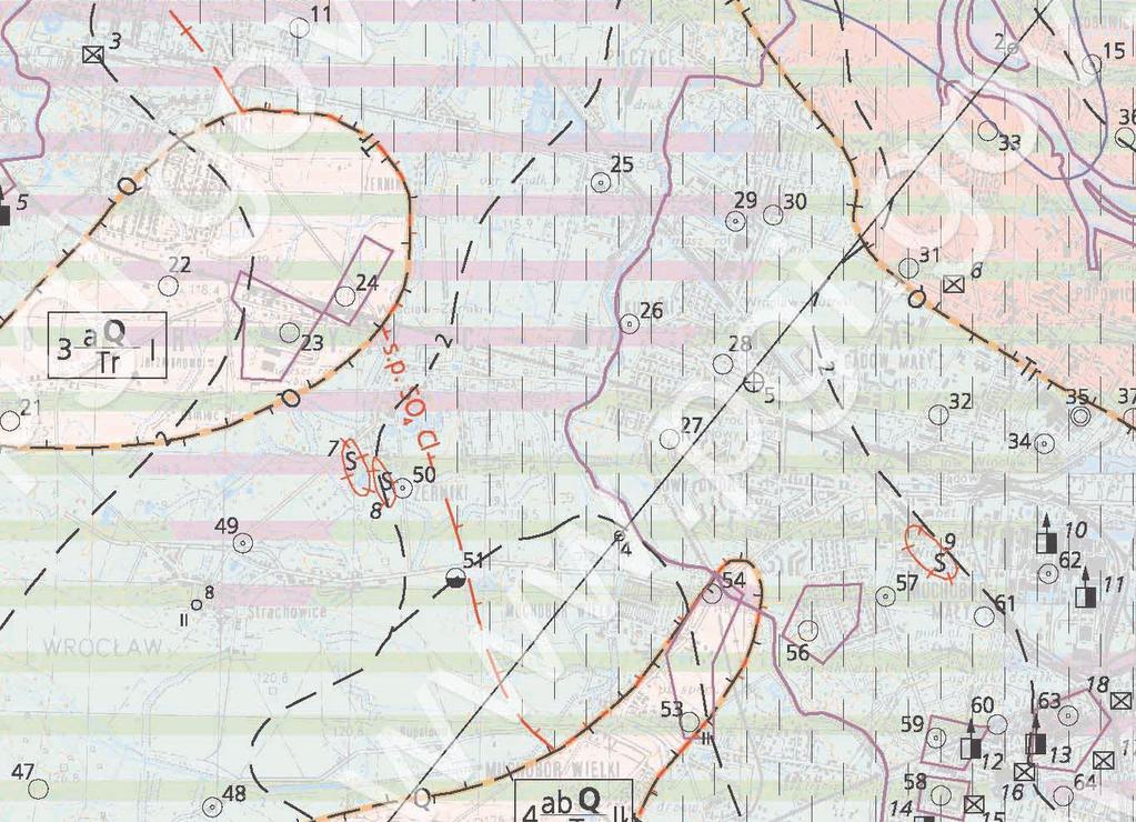 Wycinek Mapy Hydrogeologicznej Polski w skali 1: 50 000, arkusz nr 763 - Leśnica Kiełczawa J., Mroczkowska B., Państwowy Instytut Geologiczny, 1997r. Dostęp: https://geolog.pgi.gov.