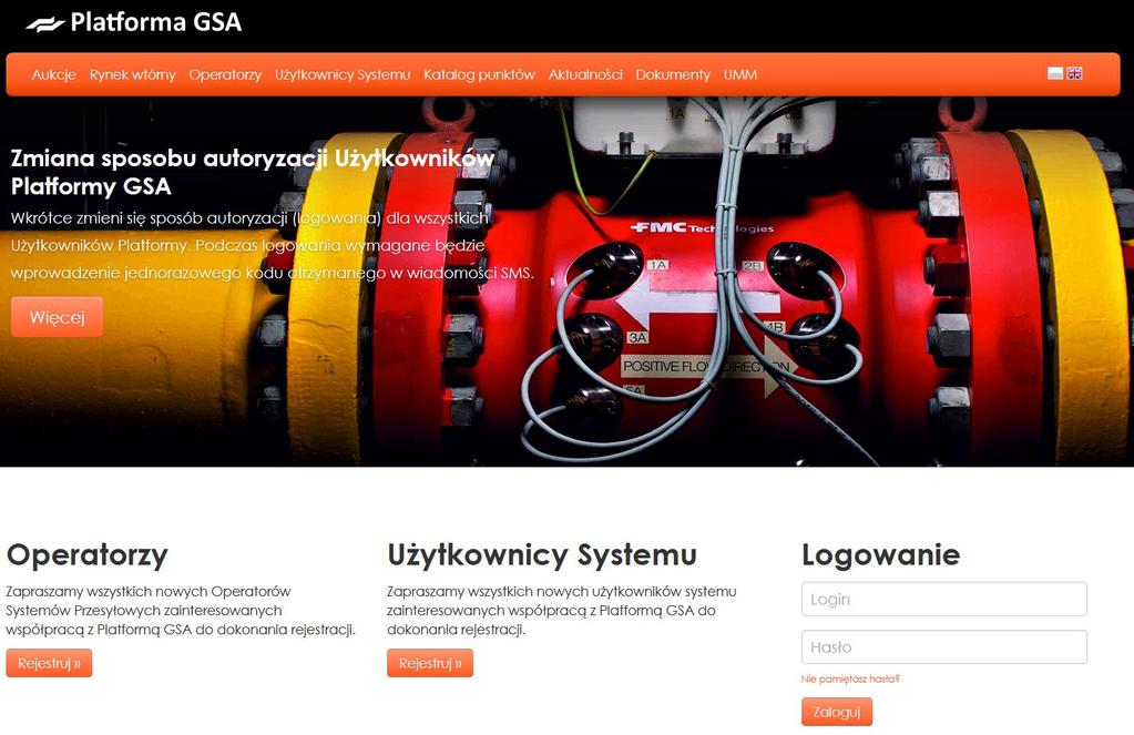 Rys. 9 Ekran logowania Po wpisaniu użytkownika i hasła na formularzu logowania do systemu, system sprawdzi czy taki użytkownik istnieje w systemie GSA oraz czy podane przez niego hasło jest poprawne.