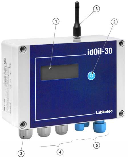 Instrukcja montażu i obsługi idoil Solar 10/60 1. Wyświetlacz lokalny 2. Przycisk testowania i resetowania 3. Wlot kablowy na kabel zasilania 4. Wloty kablowe na kable przekaźników (2 szt.) 5.
