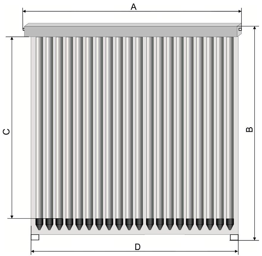1,603 Maksymalny uzysk energii W 744 945 1260 Rurka Heat-Pipe mm Miedziana, średnica 8mm Konfiguracja - Dwie rury szklane współśrodkowe Materiał - Szkło borokrzemowe Powierzchnia absorpcyjna -