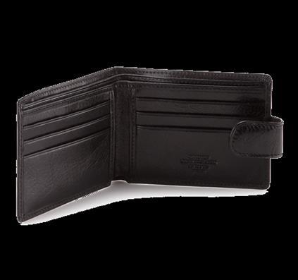 Portfel 21-1-020-* Kolor: brąz, czarny Klasyczny portfel męski średniej wielkości, wykonany z
