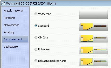 "Standard" dla blach Istniejący typ