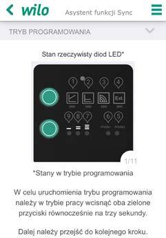 Uruchom Aplikację Doradca Wilo i włącz funkcję Asystent funkcji SYNC 2.