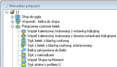 Połączenie w wierzchołku ramy W następnej kolejności, utworzymy węzeł kalenicowy śrubowany ze wstawką trójkątną w wierzchołku ramy.
