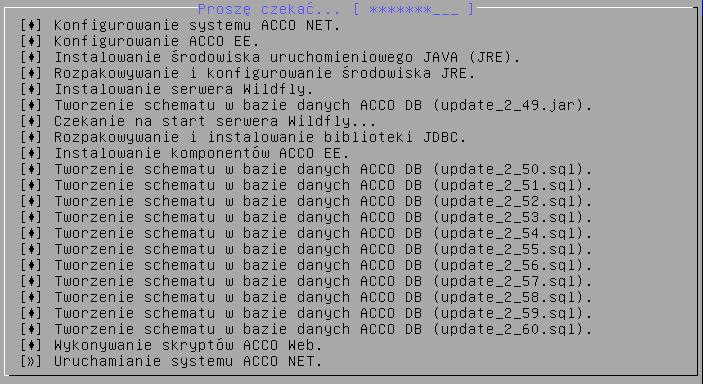 32 ACCO NET SATEL 33. Zostaną wyświetlone informacje o postępie instalacji. 34.