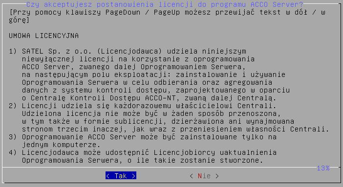 50 ACCO NET SATEL 8. Przeczytaj warunki Umowy licencyjnej do programu ACCO Server.