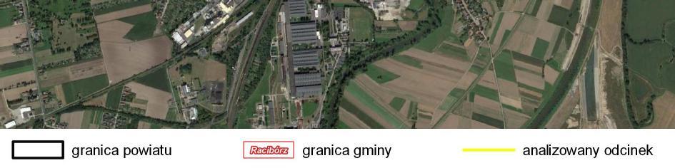Badany odcinek kończy się na skrzyżowaniu z drogą