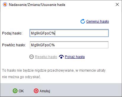 7. Ochrona programu Opcja dostępna w Menu Ustawienia->Ochrona programu Opcja służy do zabezpieczenia programu hasłem w celu