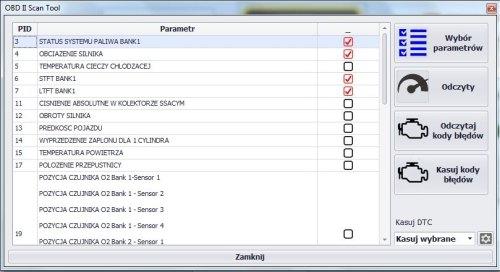 Połączenie z OBD Moduł OBD w centrali należy aktywować w programie klikając w zakładce OBD przycisk Start OBD.