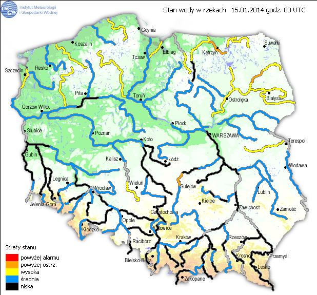 INFORMACJE HYDROLOGICZNO - METEOROLOGICZNE Stan wody na głównych rzekach Polski Prognoza pogody dla Polski na