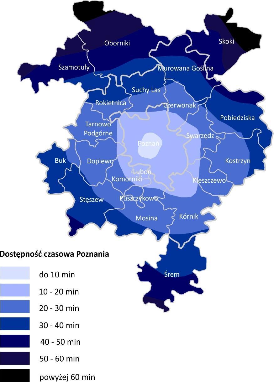 transportu zbiorowego innego niż kolej jest dużo gorsza, aniżeli ma to miejsce w przypadku analiz uwzględniających ten środek transportu.