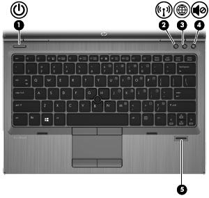 Przyciski i czytnik linii papilarnych (tylko wybrane modele) Element Opis (1) Przycisk zasilania Gdy komputer jest wyłączony, naciśnij przycisk, aby włączyć komputer.