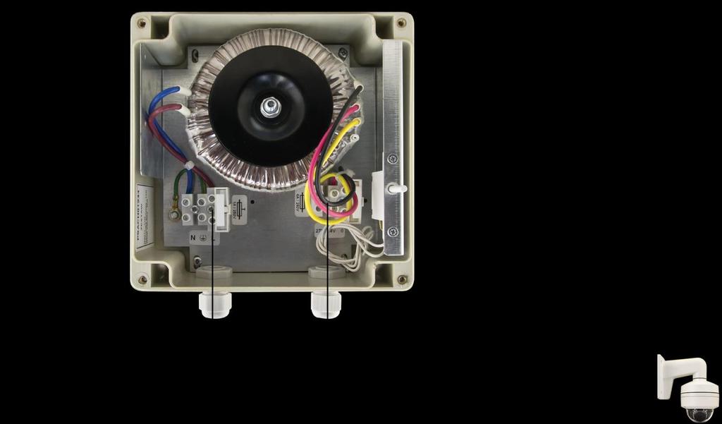 Cechy zasilacza: wyjście zasilania 24VAC/4A lub 27V AC/ 3,7A do kamery napięcie zasilania 230V AC zabezpieczenia: przeciwzwarciowe SCP przeciążeniowe OLP termiczne OHP