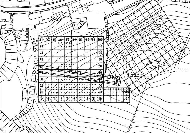 Ryc. 2. Cedynia, stan. 2 i 2a. Plan warstwicowo-arowy cmentarzysk wraz z lokalizacją rowów grodzących. Oprac. A. Porzeziński, rys. I. Sukiennicka Fig. 2. Cedynia, sites 2 and 2a.