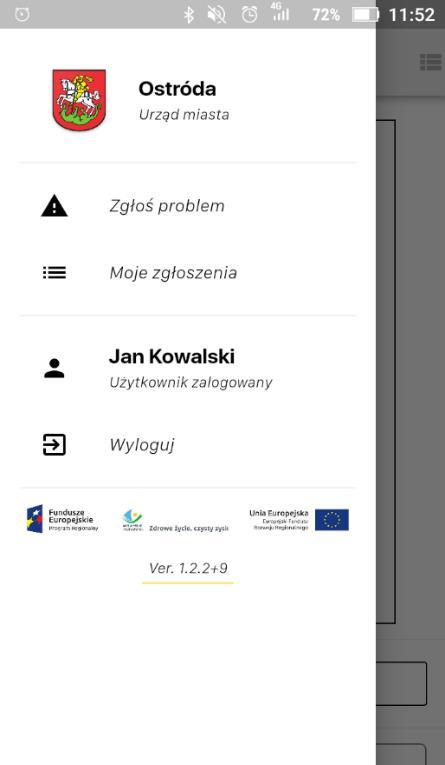 Rysunek 6 4. Zgłaszanie problemu Po poprawnym zalogowaniu do aplikacji możesz natychmiastowo zgłosić problem do Urzędu Miasta Ostróda.