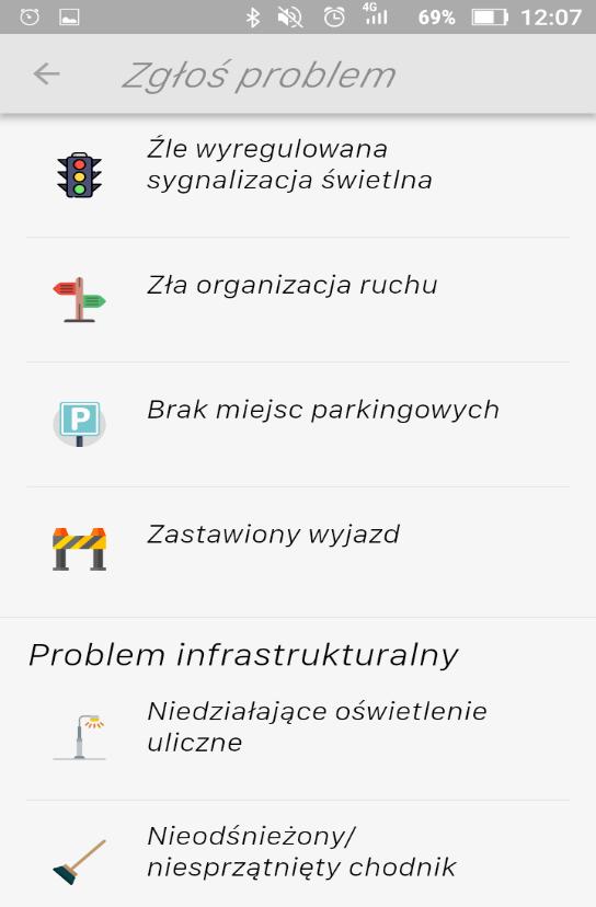 4.2 Wybór kategorii Następnie należy kliknąć w przycisk z napisem Wybierz kategorie. Z wyświetlonej listy kategorii należy wybrać najbardziej pasującą do rodzaju zgłaszanego problemu. Rysunek 8 4.