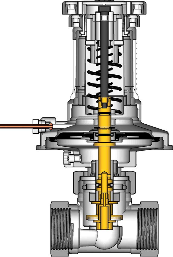 Działanie Obieg hydrauliczny można regulować, łącząc dwa zawory: statyczny zawór równoważący (RB) i regulator różnicy ciśnień ().
