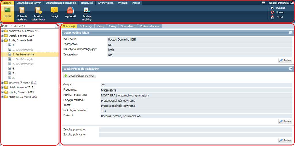 Podstawy pracy w module Dziennik 15 Podstawy pracy w module Dziennik Ćwiczenie 1. Uruchamianie modułu Nauczyciel- wychowawca w swojej pracy będzie najczęściej uruchamiał moduł Dziennik. W tym celu: 1.