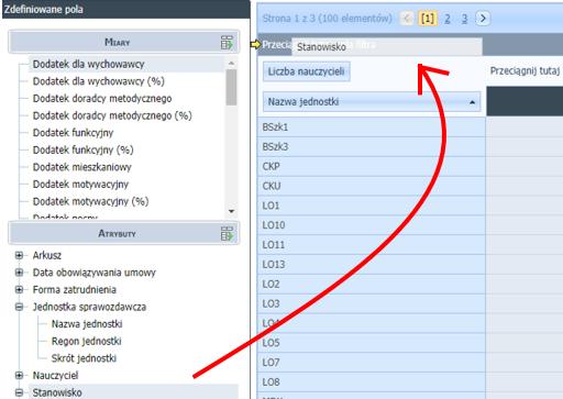 16 Materiały dla uczestnika instruktażu Ustawiamy filtr na polu Stanowisko i Pole wykształcenia, tak jak robiliśmy to w poprzednich zadaniach.