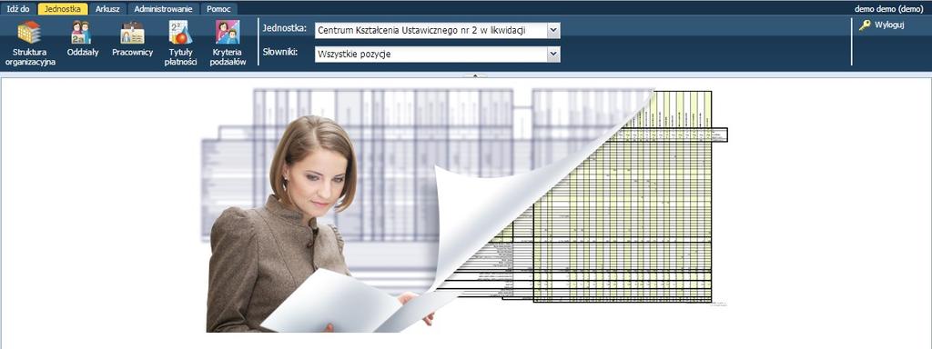 - Jednostka zawiera wszelkie informacje na temat jednostki organizacyjnej. - Arkusz umożliwia przygotowanie arkusza organizacyjnego.